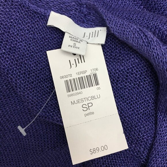 NEW J. Jill Women's Purple Cardigan Linen Blend Long Sleeve Open Front size PS - Picture 4 of 10